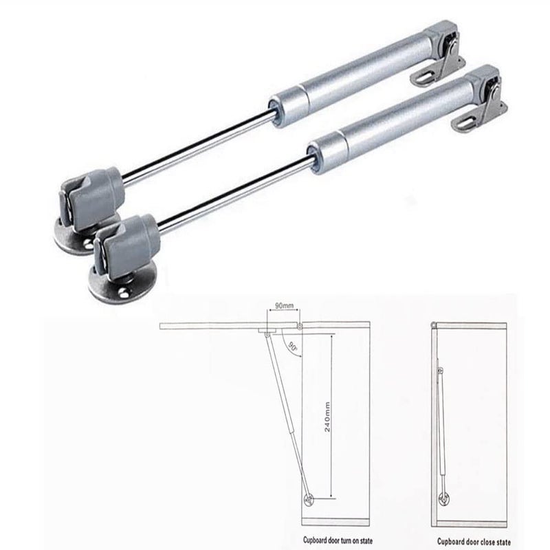 HUA 2Pcs 40N/8.8lb Gas Strut Lift Support Cabinet Door Lift Pneumatic Support(Silver) - Image 2